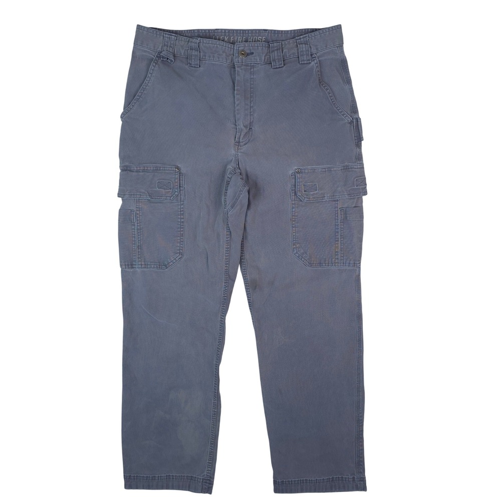 Duluth Trading Co Cargo Pants Men 36x32 Blue Flex Fire Hose Work Utility Stretch